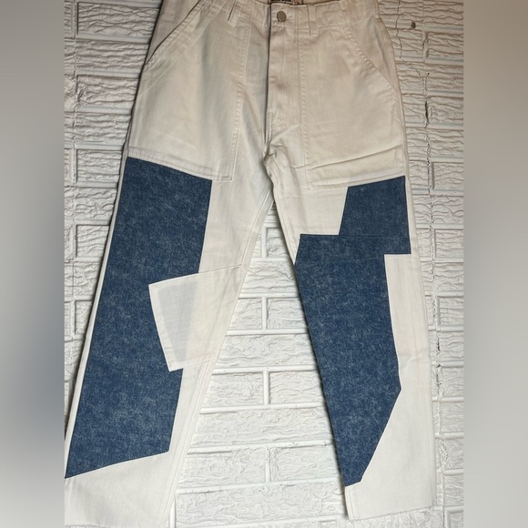 Free People x Sandrine Rose patchwork denim blue and white jeans. NWT - Picture 5 of 16